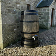100L Slimline Black Band Oak Barrel Water Butt